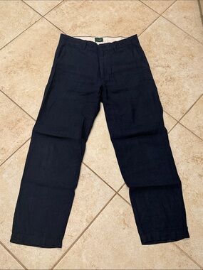 J. Crew 31 x 32 - Navy Linen Men's Casual Pants - Classic Straight Fit
